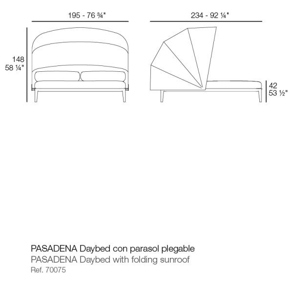 Уличный двойной шезлонг Pasadena с солнцезащитным козырьком от интернет-магазина IDODOM.RU