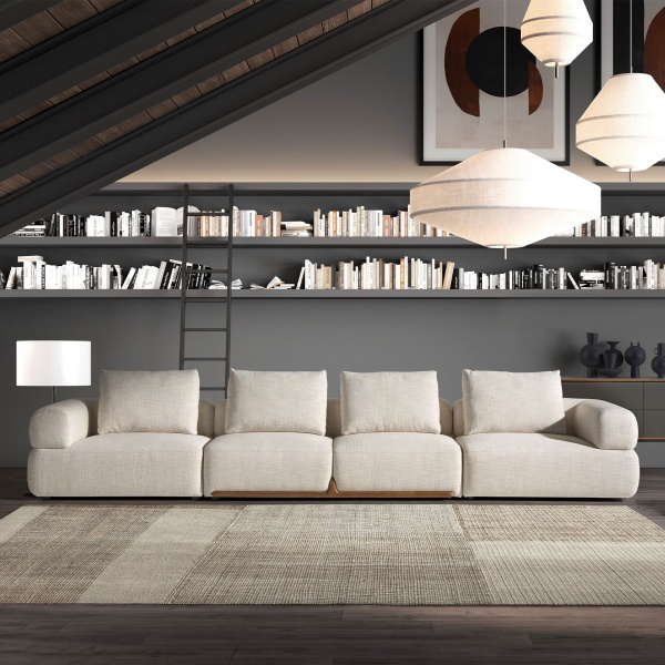 Диван 4-х местный 6233/SF-23083 в бежевой ткани от интернет-магазина IDODOM.RU