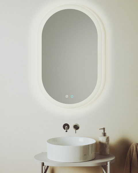 Овальное зеркало для ванной Mervi со LED подсветкой и защитой от запотевания 80 x 50 см от интернет-магазина IDODOM.RU