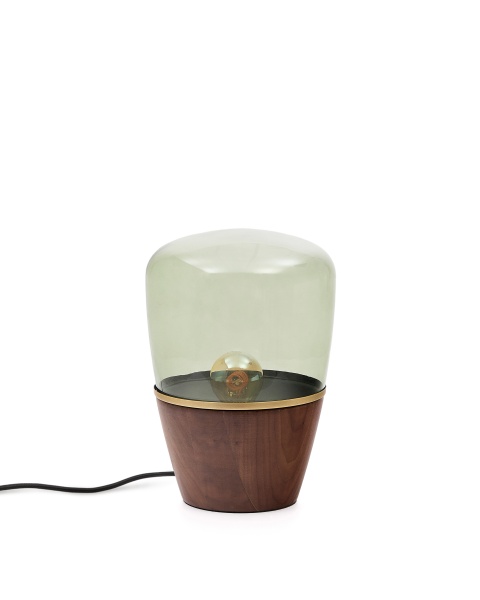 Настольная лампа Silex из орехового шпона и зеленого стекла от интернет-магазина IDODOM.RU