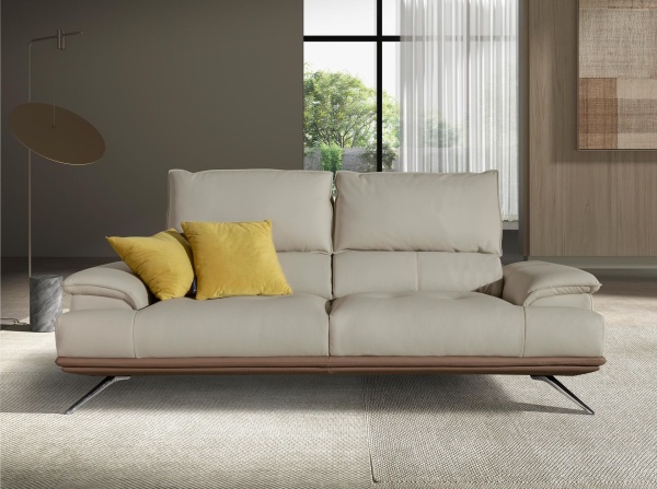 3-местный диван из серо-коричневой кожи, модель 6247 от интернет-магазина IDODOM.RU