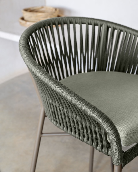 Стул полубарный Yanet из зеленой веревки, высота 65 см от интернет-магазина IDODOM.RU