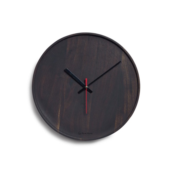 Настенные часы Zakie круглые из массива акации с черной отделкой Ø 30 см от интернет-магазина IDODOM.RU