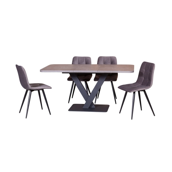 Стол Chester раздвижной  (120+40) камень темный, опоры черные от интернет-магазина IDODOM.RU