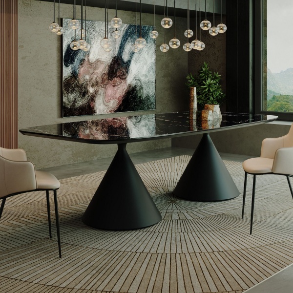 Стол овальный AXIS 200, керамика глянцевая, черная от интернет-магазина IDODOM.RU