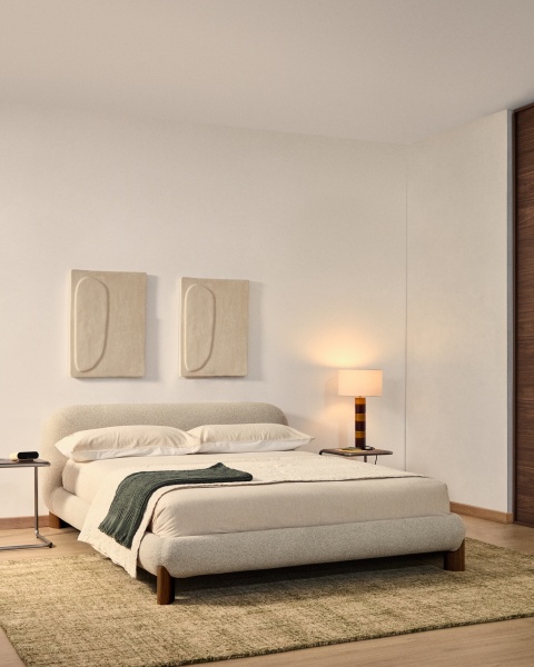 Кровать Odina из букле цвета экрю со съемным чехлом 160 x 200 см от интернет-магазина IDODOM.RU