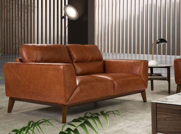 Диван из кожи KF1016-2P /6046 светло-коричневый от интернет-магазина IDODOM.RU