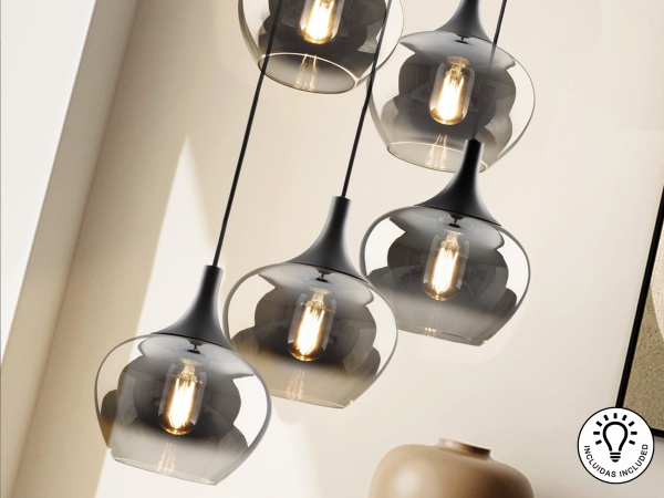 Люстра Opaz 5L черный/дымчатый от интернет-магазина IDODOM.RU