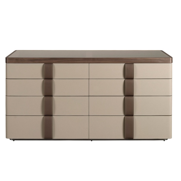 Комод 7203 из кожи, ореха и полированной стали от интернет-магазина IDODOM.RU