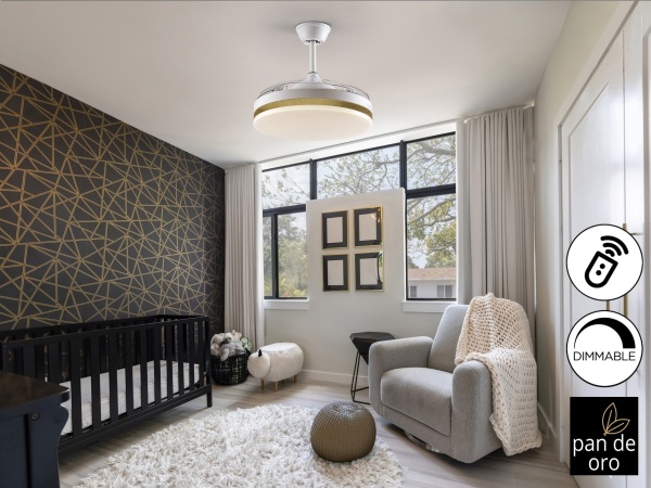 Потолочный вентилятор с подсветкой Vento бело-золотой Ø50 DIM от интернет-магазина IDODOM.RU