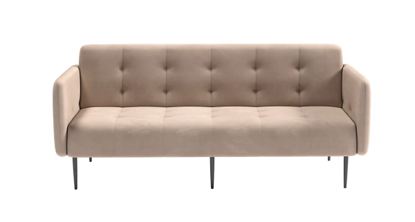 Monaco диван-кровать прямой с подлокотниками, трехместный, велюр бежевый Velutto 06 от интернет-магазина IDODOM.RU