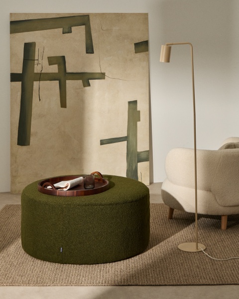 Пуф Kaeli со съемным чехлом из зеленого букле Ø 90 см от интернет-магазина IDODOM.RU