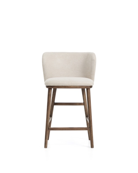 Полубарный стул Ciselia из бежевого шенилла с ножками из ясеня в отделке орех от интернет-магазина IDODOM.RU