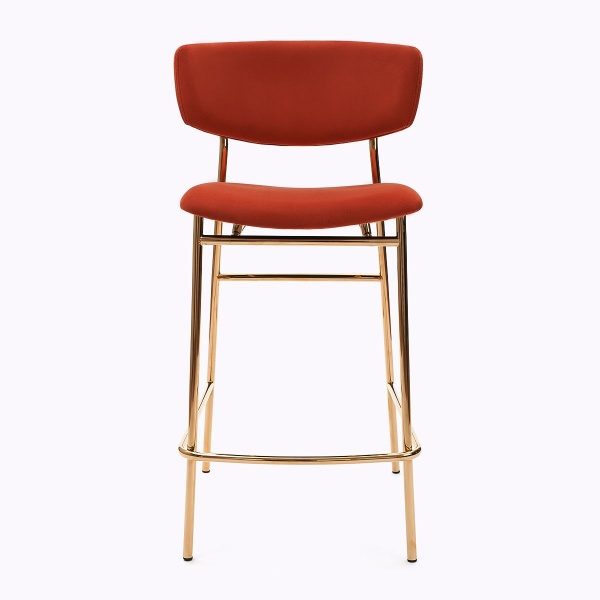 Стул полубарный Deimos, микровелюр кирпичный, опоры золото от интернет-магазина IDODOM.RU