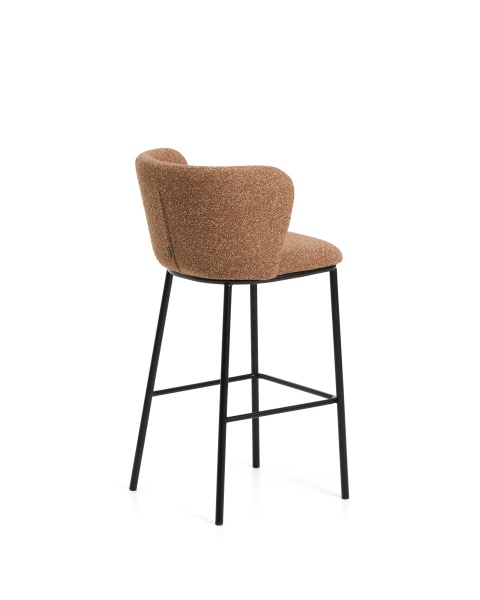 Барный стул Ciselia из терракотового шенилла с ножками из черной стали от интернет-магазина IDODOM.RU
