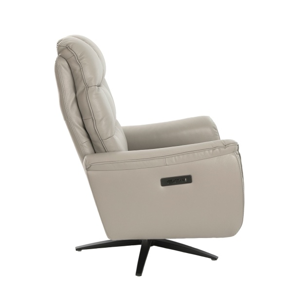 Поворотное кресло-реклайнер 5114/KM-A6010-M565 серое кожаное от интернет-магазина IDODOM.RU