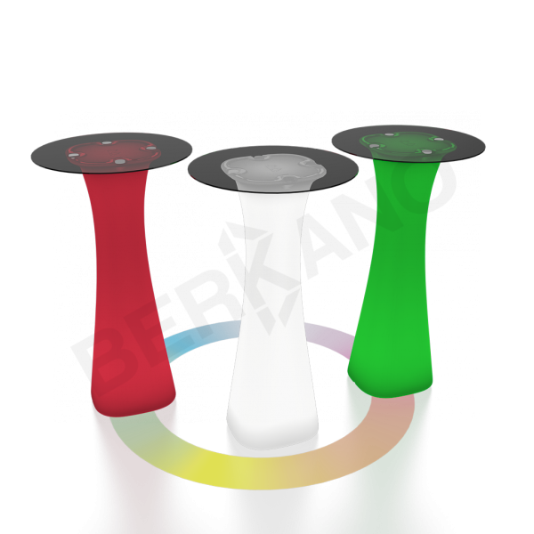 Стол барный со стеклом Grace Bar Round Snow White RGB ACC подсветка перезаряжаемая