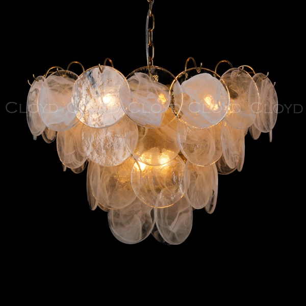 Люстра Cloyd LINZE-B C13 / Ø60 см - латунь - белое стекло (арт.11674) от интернет-магазина IDODOM.RU