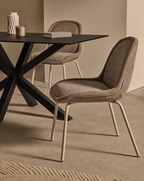 Стул Aimin из коричневой синели со стальными бежевыми ножками от интернет-магазина IDODOM.RU