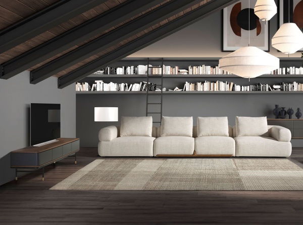 Тумба под ТВ 3265/CP2308TV2 из темно-серого дерева с ореховой столешницей от интернет-магазина IDODOM.RU