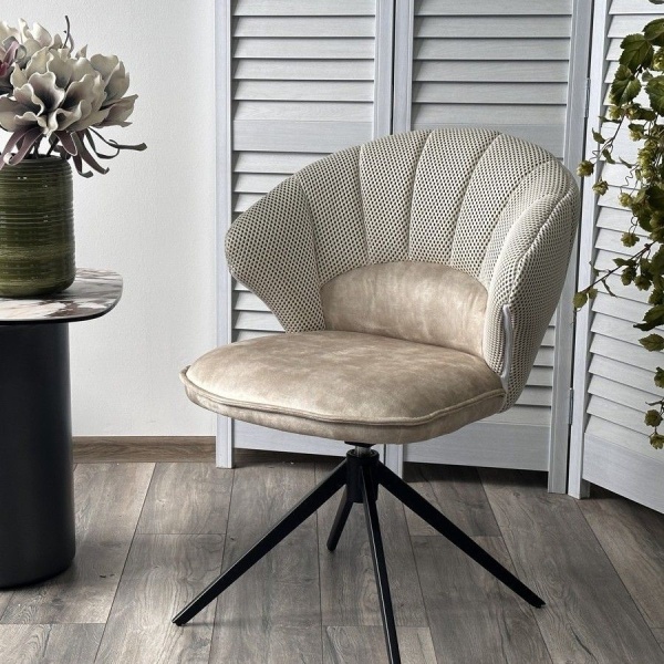 Стул Shell ткань комби бежевый, поворотно-возвратный механизм 360 градусов от интернет-магазина IDODOM.RU