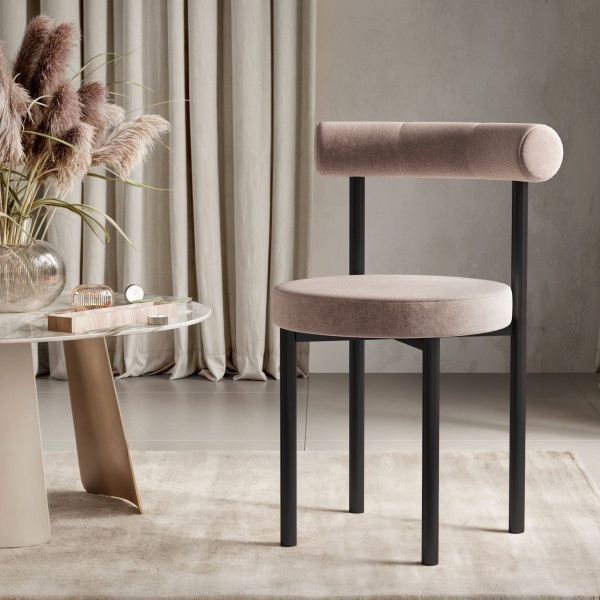 Стул Biggi, шенил Puffy beige / опоры черные от интернет-магазина IDODOM.RU