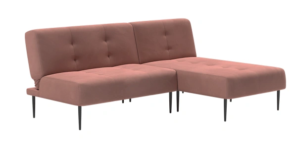 Monaco диван-кровать с шезлонгом, без подлокотников, бархат пудровый 15 от интернет-магазина IDODOM.RU