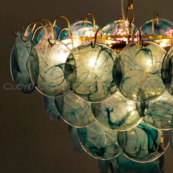 Люстра Cloyd LINZE-B C13 / Ø60 см - латунь - голубое стекло (арт.11675) от интернет-магазина IDODOM.RU