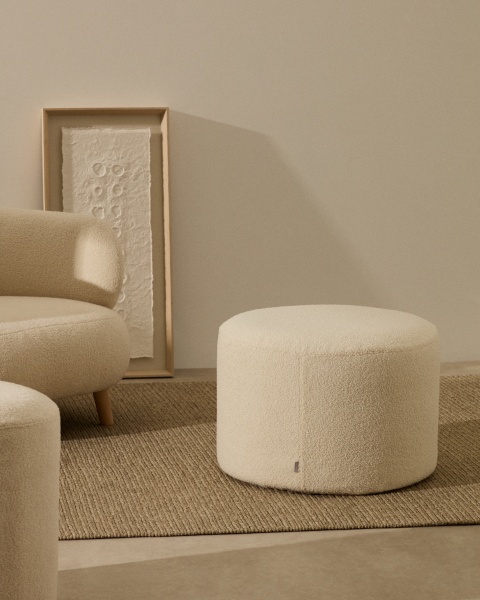 Чехол на пуф Kaeli из экрю букле Ø 60 см от интернет-магазина IDODOM.RU