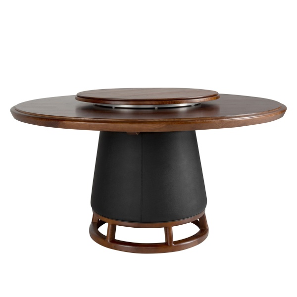 Круглый обеденный стол 1168 из темного ореха и обивкой из экокожи от интернет-магазина IDODOM.RU