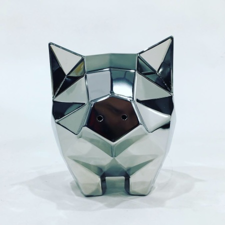 Свинка копилка. Полигональная скульптура из нержавеющей стали. Финиш: Полировка.