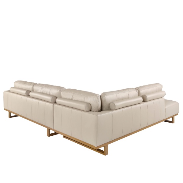 Угловой диван с левым шезлонгом 6204/5603-L-T541011 из песочной кожи от интернет-магазина IDODOM.RU