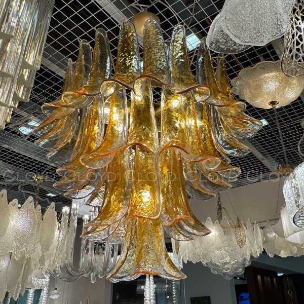 Люстра Cloyd AZORES-C C10 / Ø65 см - латунь светл. - янтарное стекло (арт.11653) от интернет-магазина IDODOM.RU