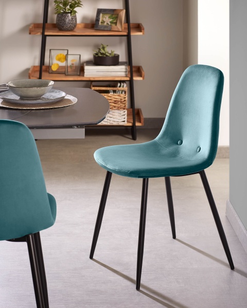 Стул Lissy черный металл бирюзовый бархат от интернет-магазина IDODOM.RU