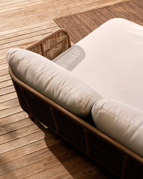 Двухместный шезлонг Catalina из бежевого шнура и массива акации от интернет-магазина IDODOM.RU