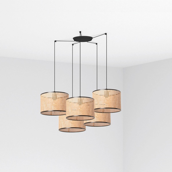 Подвесной светильник Mambo черный/из ротанга ø320 5L от интернет-магазина IDODOM.RU