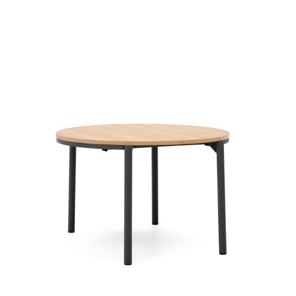 Montuiri раздвижной круглый стол из дубового шпона с черными ножками от интернет-магазина IDODOM.RU