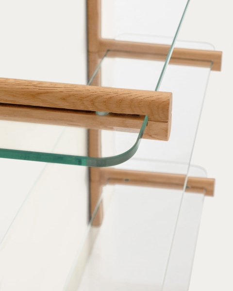 Модульная полка Sitra 3 стеклянные полки и каркас из массива дуба 110 см от интернет-магазина IDODOM.RU