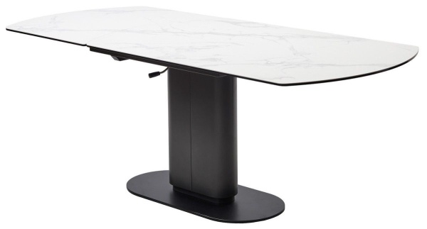 Стол обеденный Gerda (140+60) керамика матовая белая, поворотный механизм от интернет-магазина IDODOM.RU