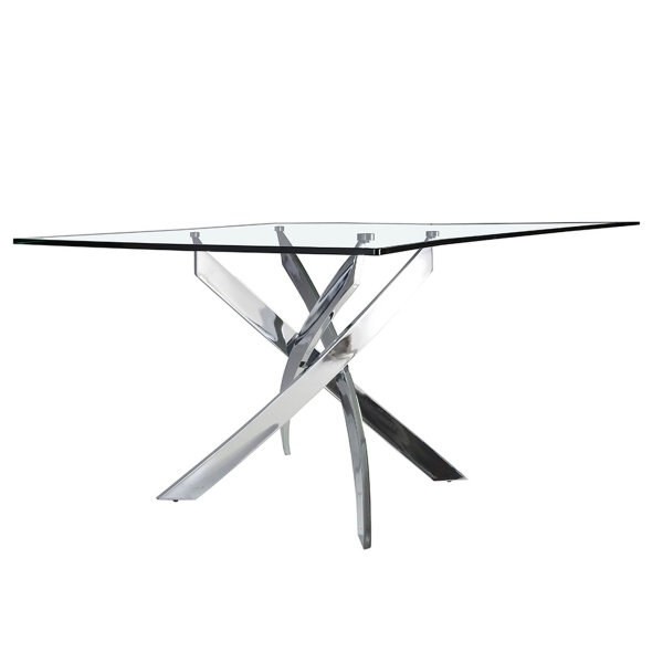 Стол обеденный прямоугольный F2133 /1061 стекло 180x95 с ножками из нержавеющей стали от интернет-магазина IDODOM.RU