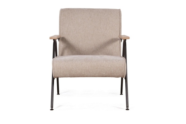 Кресло Andy с деревянными подлокотниками, шенилл Shantal beige от интернет-магазина IDODOM.RU