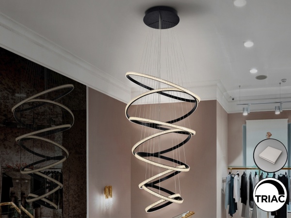 Люстра Ring 8 колец черная 3000K DIMABLE от интернет-магазина IDODOM.RU