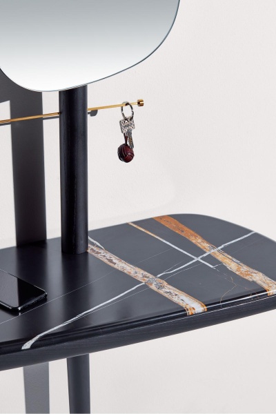 Консоль с зеркалом Momentos мрамор Sahara Noir / черный ясень от интернет-магазина IDODOM.RU