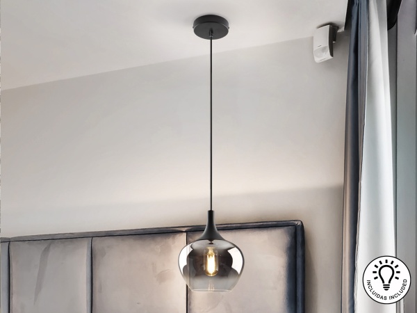 Подвесной светильник Opaz 1L черный/дымчатый D19 от интернет-магазина IDODOM.RU