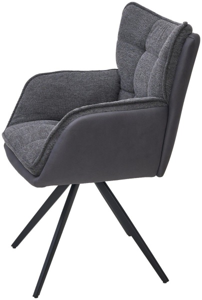 Стул с подлоклотниками Brian ткань комби серый, поворотно-возвратный механизм 180 градусов от интернет-магазина IDODOM.RU