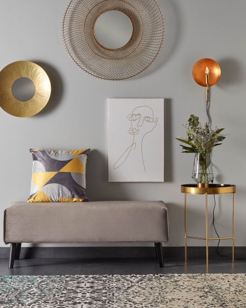 Банкетка Lydia бархат серая от интернет-магазина IDODOM.RU