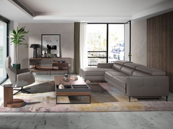 Диван с левым шезлонгом 6125/5237-L-M5655 кожаный с механизмом релаксации от интернет-магазина IDODOM.RU