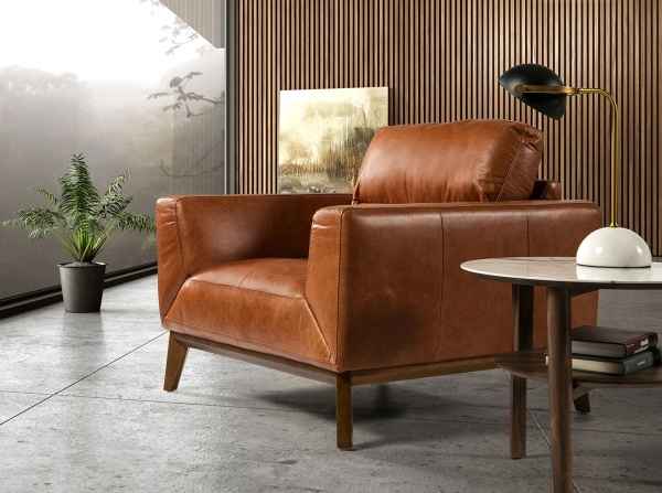 Кресло из кожи KF1016-1P /5036 светло-коричневое от интернет-магазина IDODOM.RU