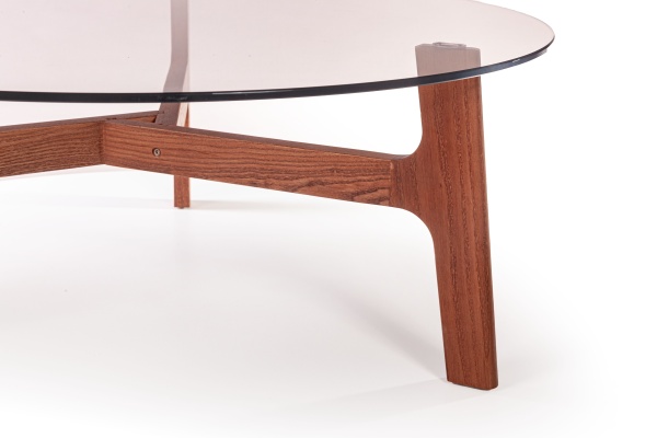 Журнальный столик Woddy D900 массив + стекло / опоры миндаль от интернет-магазина IDODOM.RU