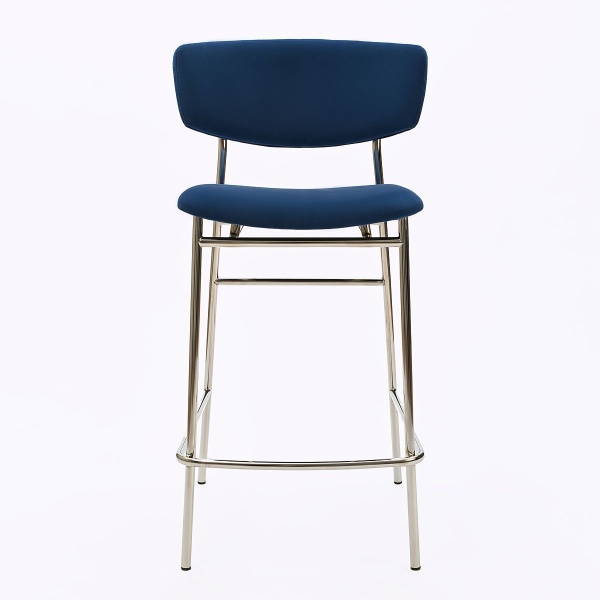 Стул полубарный Deimos, микровелюр синий, опоры хром от интернет-магазина IDODOM.RU